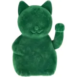 MIJOMA Winkefigur Dekofigur mit Flock-Beschichtung – Farbige Wackelhand-Figur mit Bewegung – Dekoratives Wohnaccessoire für modernes Interior Design (Grün, Winkekatze - 17cm)