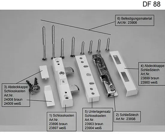 Ersatzteile für Dachfenstersicherung Abus DF88 (Ersatzteil: Nr. 3 Abdeckkappe Schlosskasten braun)