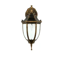 Licht-Erlebnisse Außenwandlampe LYON Aluminium Schwarz Kupfer E27 IP44 Rustikale Wandleuchte Garten Hof Terrasse Balkon, CX311-24-15