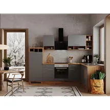 Respekta L-Küchenzeile Hilde LBBEKBL280EGC ohne E-Geräte 280 cm Grau