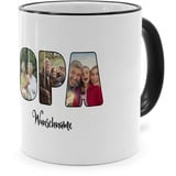 PhotoFancy® - Fototasse 'Opa' - Personalisierte Tasse mit eigenem Foto und Text selbst gestalten - Schwarz