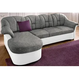 DOMO collection Ecksofa »Flores Schlafsofa, B/T/H: 233/142/86 cm, L-Form« wahlweise mit Bettfunktion, wahlweise mit Federkern, auch in Leder, weiß