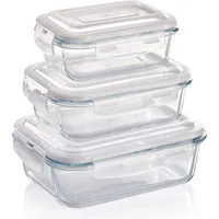 GRIZZLY Frischhaltedose – Glas Vorratsdosen 3er Set 370/640/1040 ml,