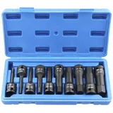 QWORK® 10-tlg Schlagschrauber Nüsse Satz, H5-H19 Sechskant Bit, 1/2" Antrieb, Chrom-Vanadium-Stahl, inkl. Systemkoffer