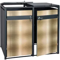 Mendler 2er Mülltonnenverkleidung HWC-J82, Mülltonnenbox, erweiterbar, Metall 50kg, anthrazit