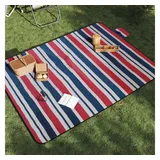 vidaXL Picknickdecke Faltbar Rot und Blau Gestreift 200x150 cm Samt