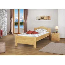 Erst-Holz Kieferbett natur Einzelbett Bettrahmen Futonbett 90x200 Massivholzbett ohne Rollrost 60.37-09 oR