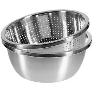 GRÄWE Seiher GRÄWE Edelstahl Seiher und Schüssel Set, Ø 28 cm, Edelstahl, GRÄWE Edelstahl Seiher und Schüssel Set, Ø 28 cm, 2-teilig