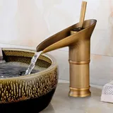 Messing Waschtischarmatur Wasserfall Retro Bad Einhebel Waschbecken Küche Wasserhahn Armatur Mischbatterie und 2xAnschlussschläuche