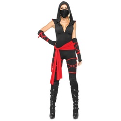 Leg Avenue Kostüm Sexy Ninja, Neckisches Ninja Outfit für Karneval und Mottoparty schwarz M