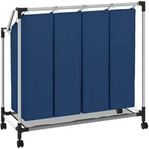 vidaXL Wäschesortierer mit 4 Taschen Blau Stahl