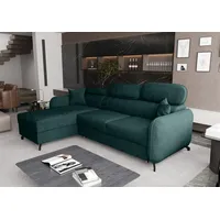 AX LIVING Ecksofa mit Schlaffunktion Ribella 5 L-Form 265 cm, Samt in Türkis Links - Türkis