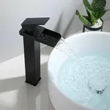 Badezimmer-Wasserhahn, mattschwarz, Waschbecken-Wasserhahn, Waschtischmischer für Aufsatzwaschbecken, Handwaschmischer, Edelstahl, Anti-Oxidation,