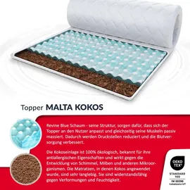 Fdm Topper 90x200 cm Matratzenauflage mit RavineBlue-Schaum Matratzenschoner Kokosfaser H4
