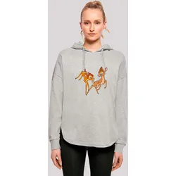 Kapuzenpullover F4NT4STIC "Disney Bambi Having Fun", Damen, Gr. XL, grau, Obermaterial: 100% Baumwolle, casual, oversize, Langarm, Pullover, Premium Qualität