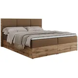 MKS Meble MKS Boxbett, Braun Textil, 2-Sitzer, H3, 7-Zonen, Rechteckig, 180x200 cm, Schlafzimmer, Betten, Boxspringbetten