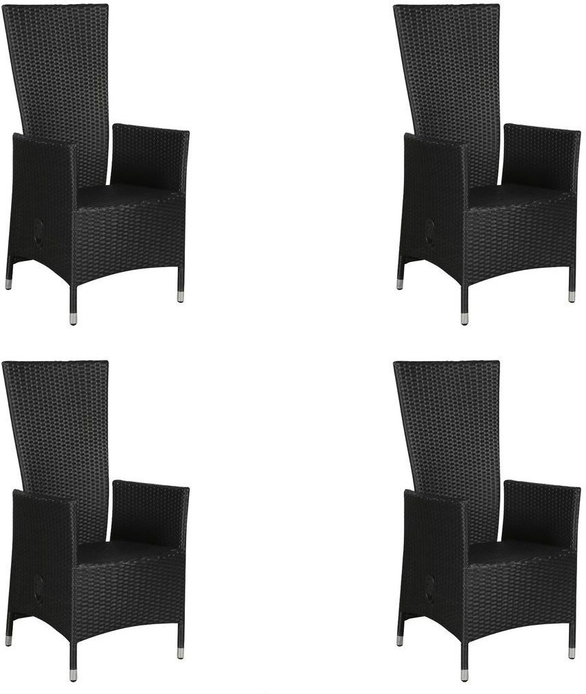 4x Gartenstuhl Joops Garten Terrasse Stuhl Set Stühle höhenverstellbar schwarz