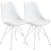 KADIMA DESIGN Esszimmerstuhl 2 Set Weiß Stuhl Küchenstuhl Kunstleder weiß