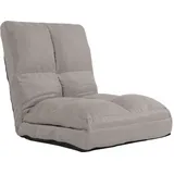 Bodensessel HHG 914, Schlafsessel Klappsessel Funktionssessel, Schlaffunktion faltbar Stahlrahmen Samt hellgrau