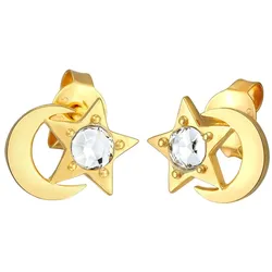 Elli Kids Halbmond Stern Kristall 925 Silber Ohrringe   Damen 