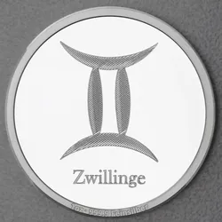 Silbermedaille 1oz Sternzeichen Zwillinge Gravurmedaille