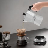 KOLHGNSE Mini Heizplatte, Mokkakanne & Elektrische Heizplatte mit Stecker 500W 3/6 Tassen Espressomaschine Cappuccino Mokka für Cafés, Buffets, Büros (3 Tassen)