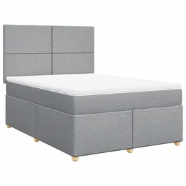 vidaXL Boxspringbett mit Matratze Hellgrau 160x200 cm Stoff