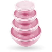 Pro Home Frischhaltedose rund rosa 23 cm x 23 cm x 10 cm 2,5 l 4-teiliges Set
