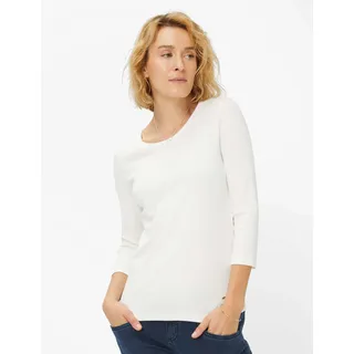 Kurzarmshirt BRAX "Style CORA" Gr. 40, weiß (sanftes weiß), Damen, 95% Baumwolle, 5% Elasthan, Shirts