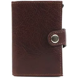 Mini Geldbörse MARGELISCH "noonyu single leather", braun, Leder, casual, Kleinlederwaren, Kreditkartenbörse aus Upcycling Leder