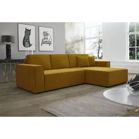 Fun Möbel Ecksofa Schlafsofa Sofa CONOR PREMIUM Stoff Kronos Goldbraun Ottomane Rechts