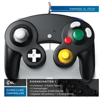 CSL Nintendo-Controller Gamepad schwarz GameCube / Wii