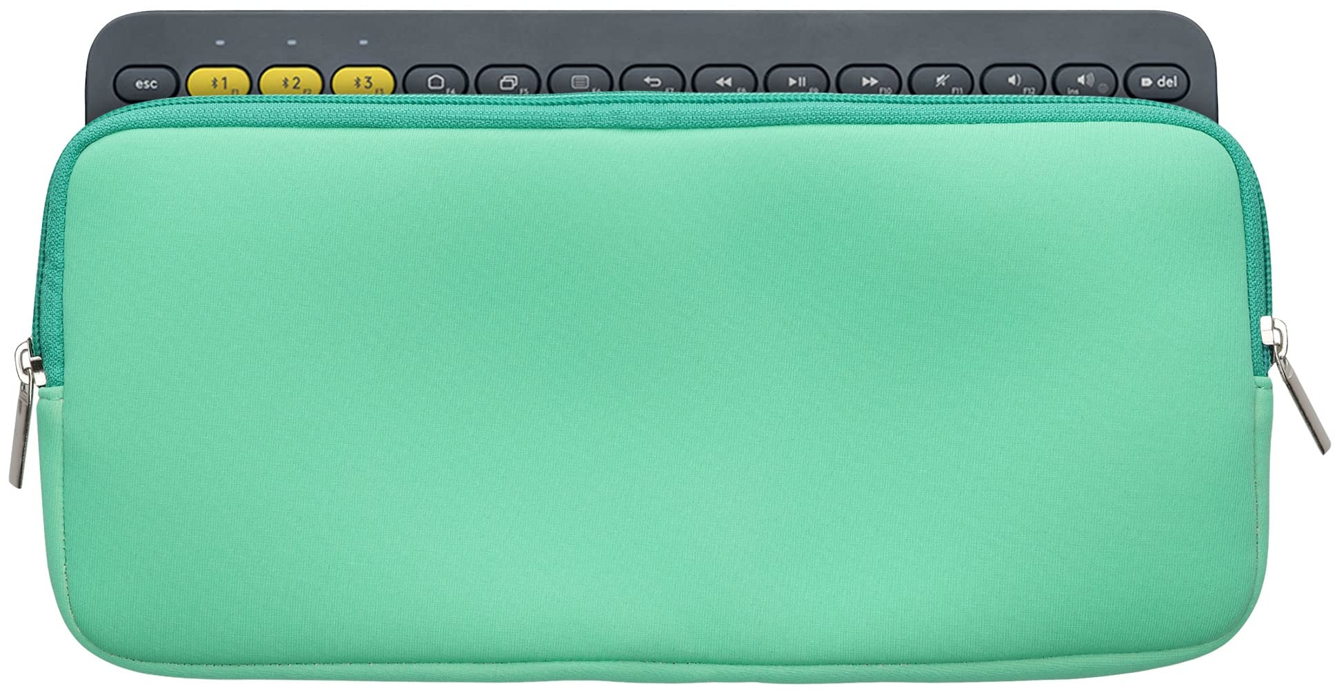 kwmobile Tastatur-Hülle kompatibel mit Logitech K380 - Neopren Schutzhülle Case Tasche für Tastatur - Neoprentasche für Keyboard - Porzellan Grün
