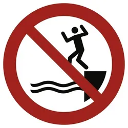 Aufkleber In das Wasser springen verboten ISO 20712-1, Folie, Ø 200 mm