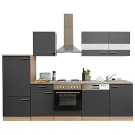 Respekta Küchenzeile Merle 280 cm Grau-Eiche