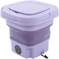 8L Mini-Faltwaschmaschine, Große Kapazität, Geräuscharme Kleine Waschmaschine mit 1-Knopf-Steuerung für zu Hause, 8L 100-24 (Lila)