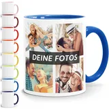 SpecialMe® Tasse personalisiert Fotocollage Fototasse mit bis zu 5 Fotos persönliches Geschenk Kaffeetasse mit Bild selbst gestalten Weiss-innen-royal standard