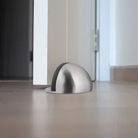 Relaxdays Türstopper, für den Boden, zum Schrauben & Kleben, Flacher Zimmer Türanschlagpuffer, Silber/schwarz