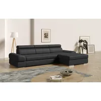 sit&more Ecksofa Broadway, mit verstellbaren Kopfteilen, wahlweise mit Bettfunktion, schwarz