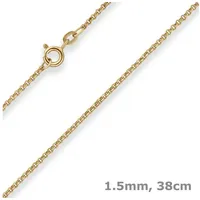 Schmuck Krone Goldkette 1,5mm Erbskette aus 585 Gelbgold 38cm, Gold 585 goldfarben