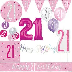 21. Geburtstag Deko pink silber Party Dekoration Set Frau Geburtstagsdeko Jubiläum