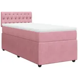 vidaXL Boxspringbett mit Matratze Rosa 100x200 cm Samt