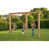 EXIT TOYS Doppelte Holzschaukel mit Reckstange 140 cm Verzinkt