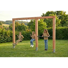 EXIT TOYS Doppelte Holzschaukel mit Reckstange 140 cm Verzinkt