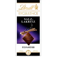 Lindt EXCELLENCE Salz-Lakritz - Feinherbe Schokolade | 100 g Tafel | Mit würzigem Salz-Lakritz | Intensiver Kakao-Geschmack | Dunkle Schokolade | Schokoladengeschenk