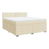 vidaXL Boxspringbett mit Matratze Creme 180x200 cm Stoff