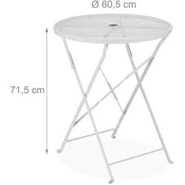Relaxdays Gartentisch weiß rund 71,5 cm
