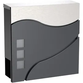 Wiltec Design Briefkasten V28 Anthrazit inkl. Zeitungsfach