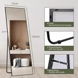 Ganzkörperspiegel HD-Wandspiegel Standspiegel,Flurspiegel mit Metallrahmen 162x53cm (rechter Winkel, Schwarz)