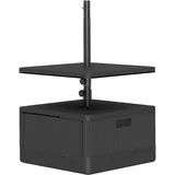 Outsunny 3 in 1 Sonnenschirmständer 80 kg befüllbar, Bepflanzbar Schirmständer mit Rollen, Tischplatte Quadratisch Schirmhalter Schirmgewicht Ständer für Sonnenschirm Ø38/48 mm, für Balkon Schwarz